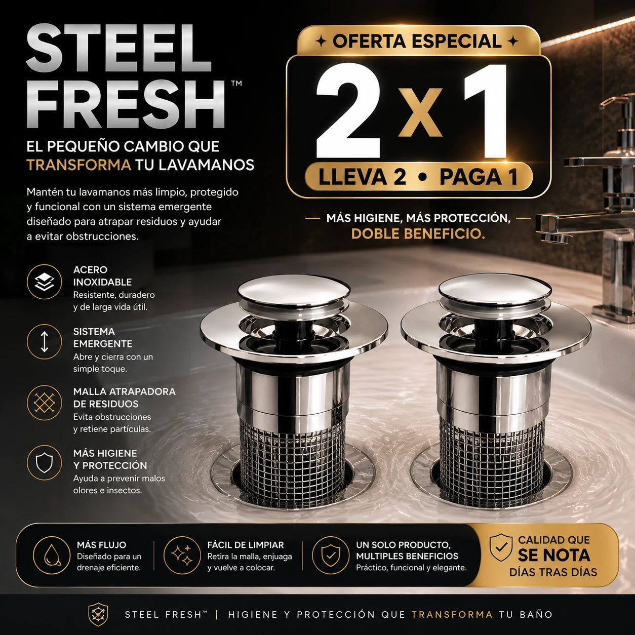 COMBO Tapon Filtro De Acero x2