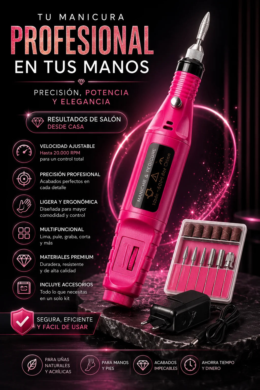 Kit Pulidor De Uñas Eléctrico Lima