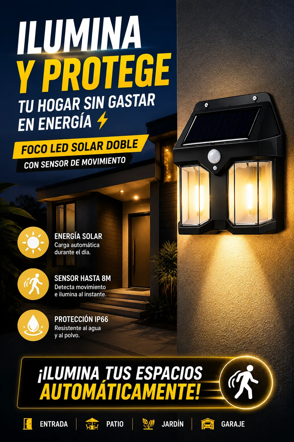 Lampara Solar Exterior Farol