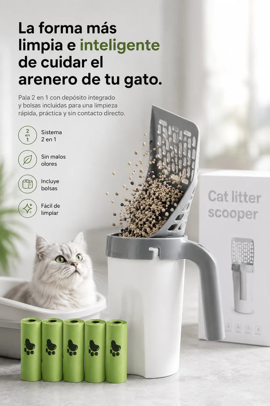 Recogedor de arena para gatos con soport