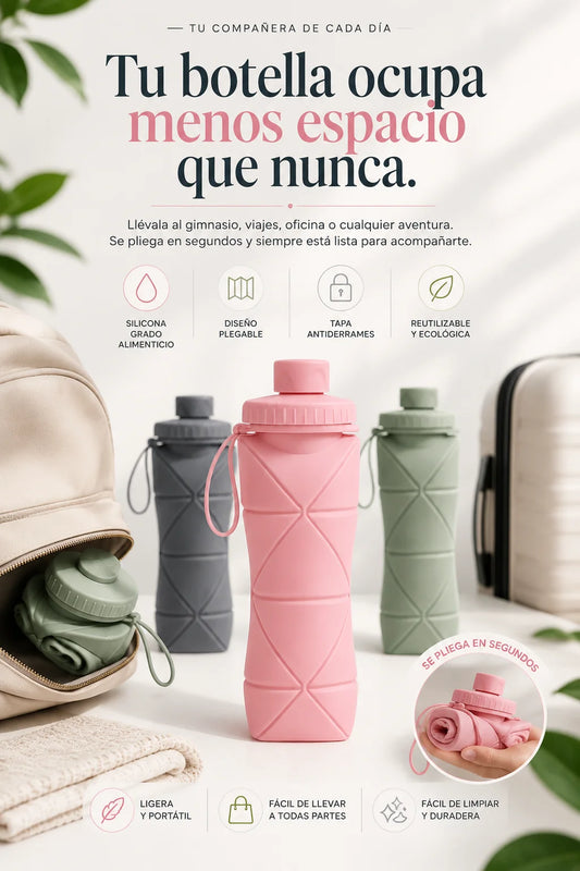 Botella Plegable Silicona Agua Portatil